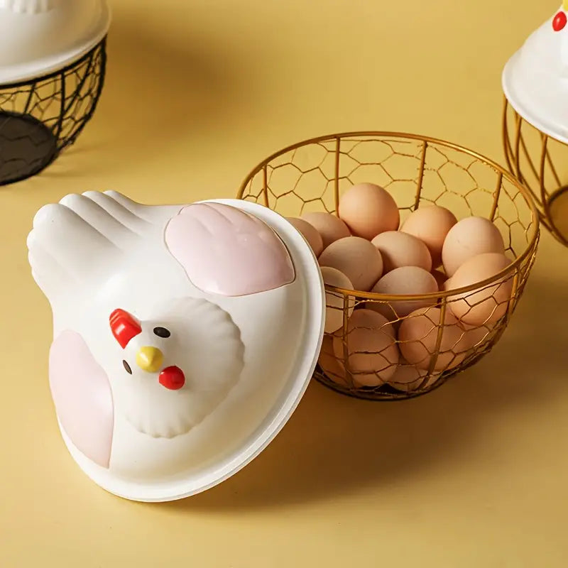 Ceramic Chicken Egg Basket