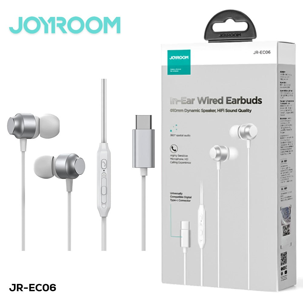 JOYROOM-EC06 TYPE-C Series In-Ear Metal Wired Earbuds Silver