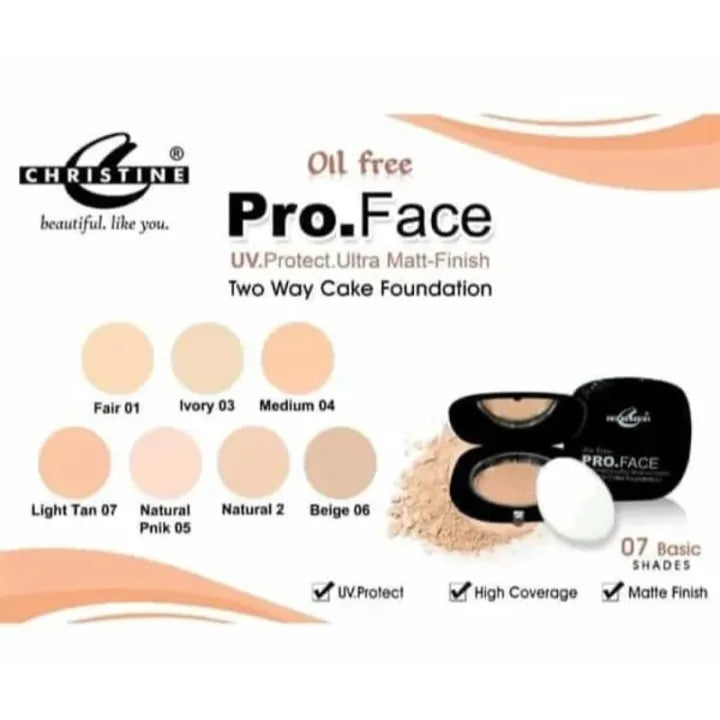 Christine Oil Free Pro Face Two Way Cake Foundation - 02