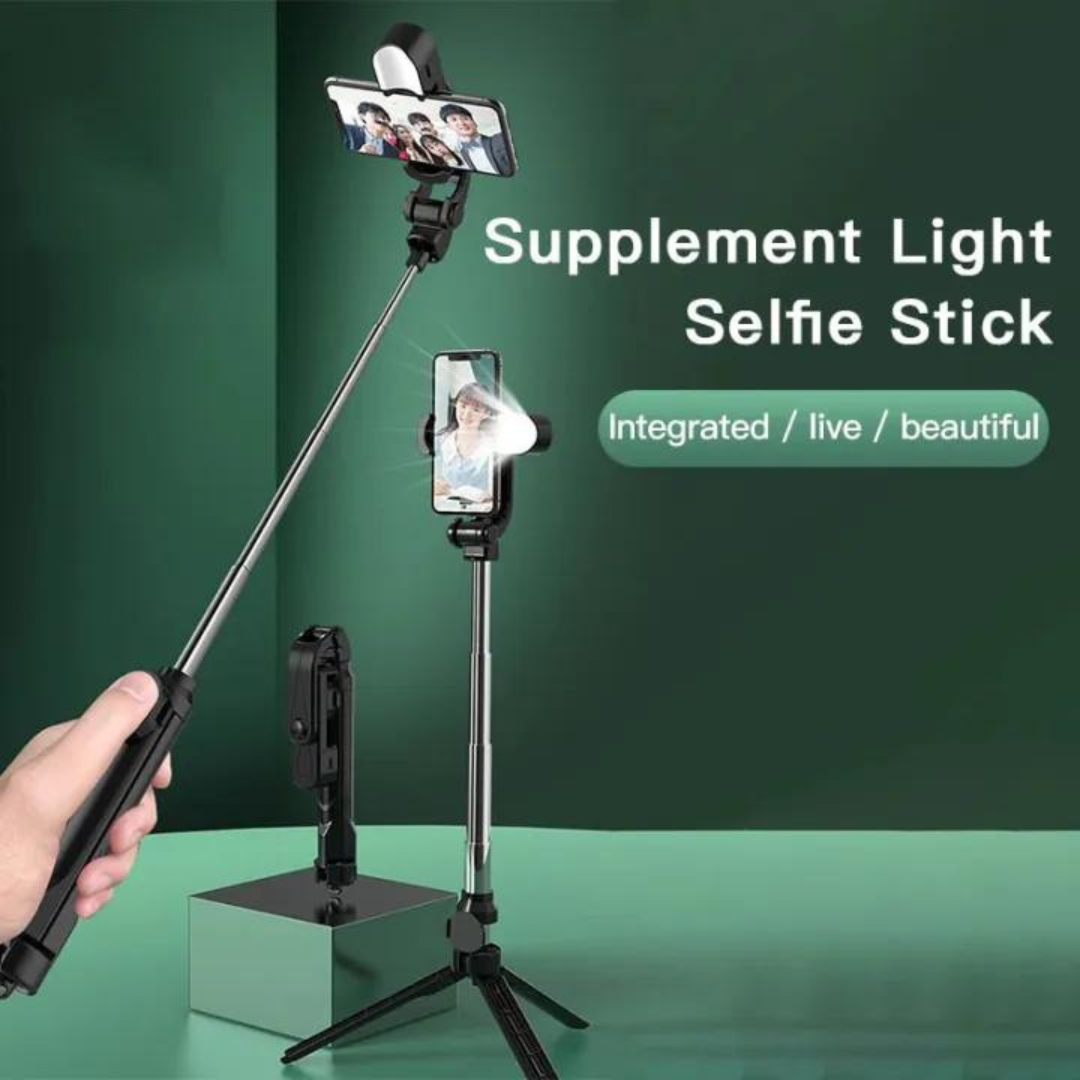 Bluetooth Integrated Selfie Stick with Light and Bluetooth Remote Control