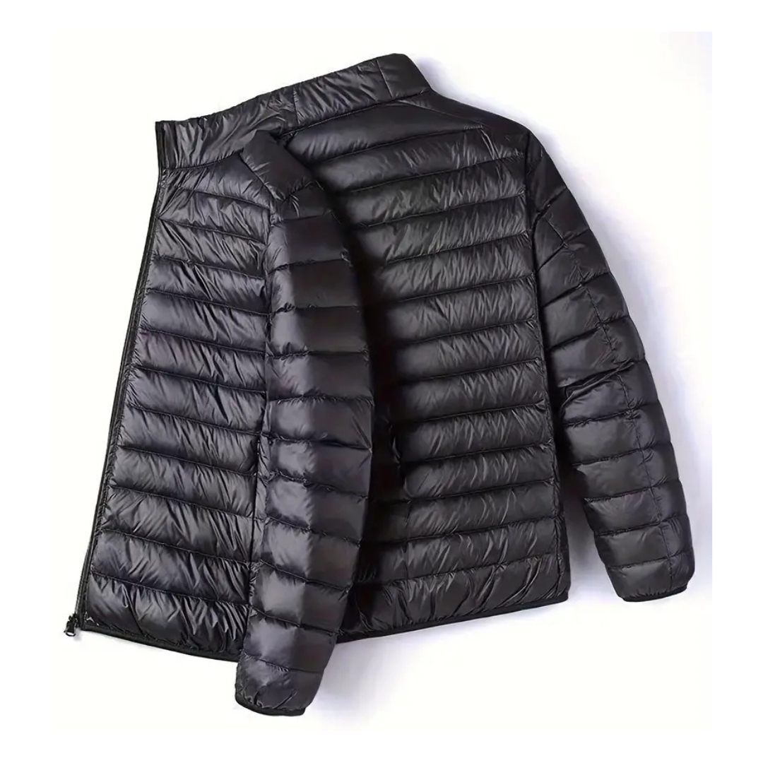 Men's Solid Puffer Coat With Pockets