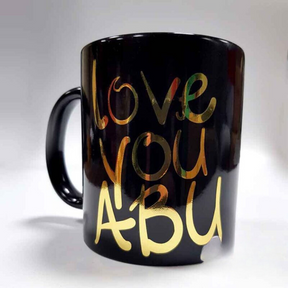 Gold Name Printed Black Mug