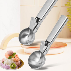 Ice cream scoop made of stainless steel - accurate portioning of ice cream, biscuits & Co. with ice ball and biscuits portioner, ice cream spoon and ice cream scoop.Length: 18.4 cm, width: 4.8