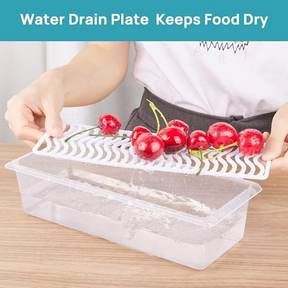 6pcs Fridge Storage Boxes, Fridge Organiser with Removable Drain Plate Tray, Fridge Storage Containers for Keeps Fruits, Vegetables, Meat, Fish Fresh Longer 1500 ML Organizers Box Set