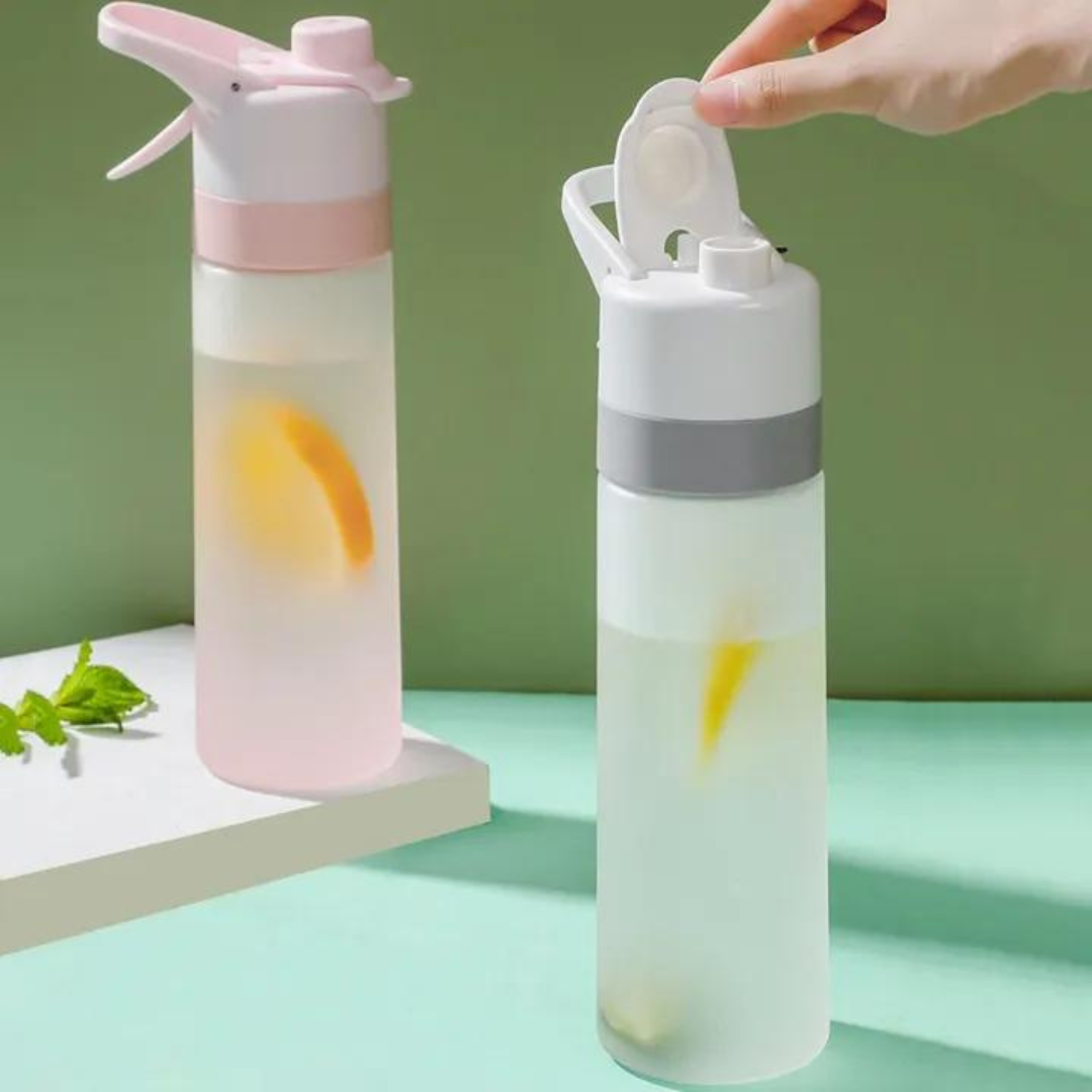 650ml Spray Water Bottle Large Capacity Portable Cool Summer Outdoor Bike Sports Travel Fashion Cute Drinking Plastic Bottle Cup