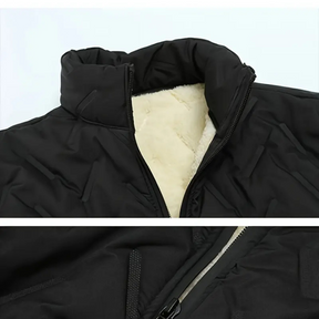 Men's Casual Warmth: Solid Color Polyester Jacket