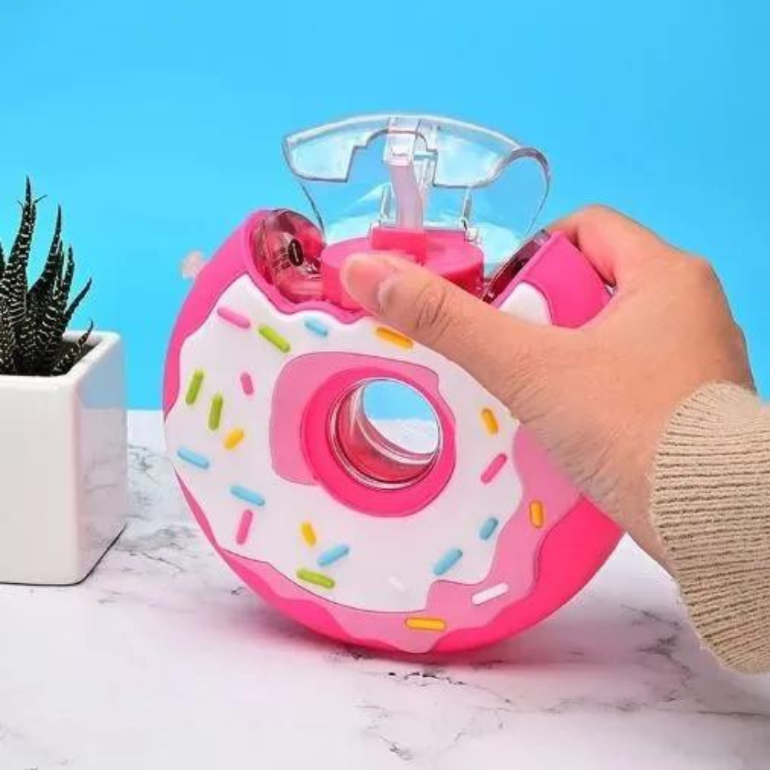 Creative Donut Water Bottle With Straw Cartoon Cute Doughnut Kettle