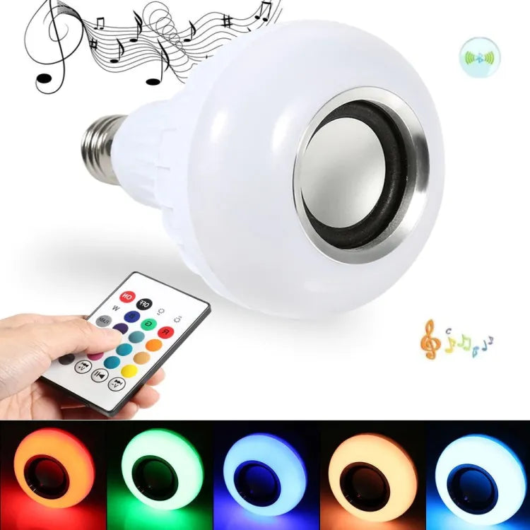 Bluetooth Speaker Bulb Smart LED RGB + Remote Control Wireless Disco Audio Music Multi Color Dimmable Lamp 12W Complete Kit