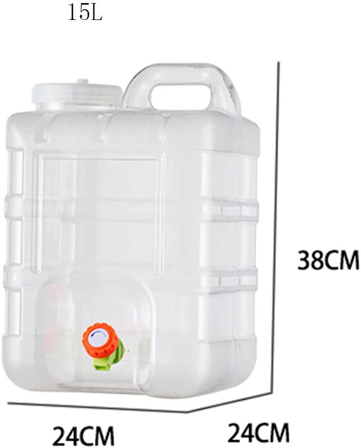 Transparent Camping Water Bucket, 3.9/5.2 Gallon Portable Outdoor Water Container with Spigot, Plastic Water Storage Carrier