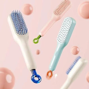 Self Cleaning Hair Brush 3D Central Cushion Comb One-Key Self Care Detangling Hairbrush Scalp Massage Air Bag Combs for Women