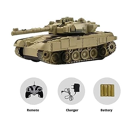 Remote Control 360 Rotating Turret Army Battle Tank with Light & Sound for Kids in Military Tank -Multicolor