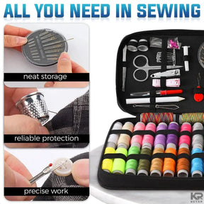 95 PC Portable sewing kit for beginners and professionals including needles, thread, scissors and other essential accessories