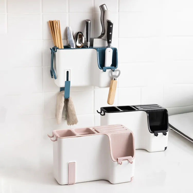 Wall-Mounted Kitchen Organizer Cutlery Holder Chopsticks Storage Box Home Decor