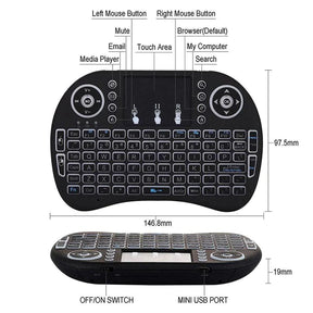 MINI TOUCH PAD RF 500 WIRELESS WITH 3 COLOUR BACKLIGHT KEYBOARD MOUSE