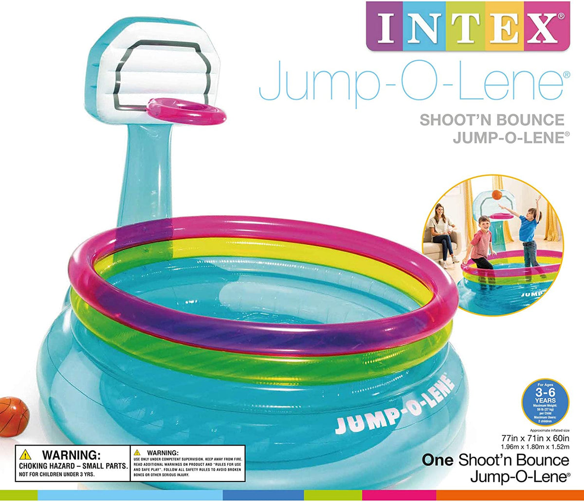 INTEX Jump - O - Lene Ring Bouncer With Basket Ball Shooting Hoop For Kids 77" x 71" x 60"