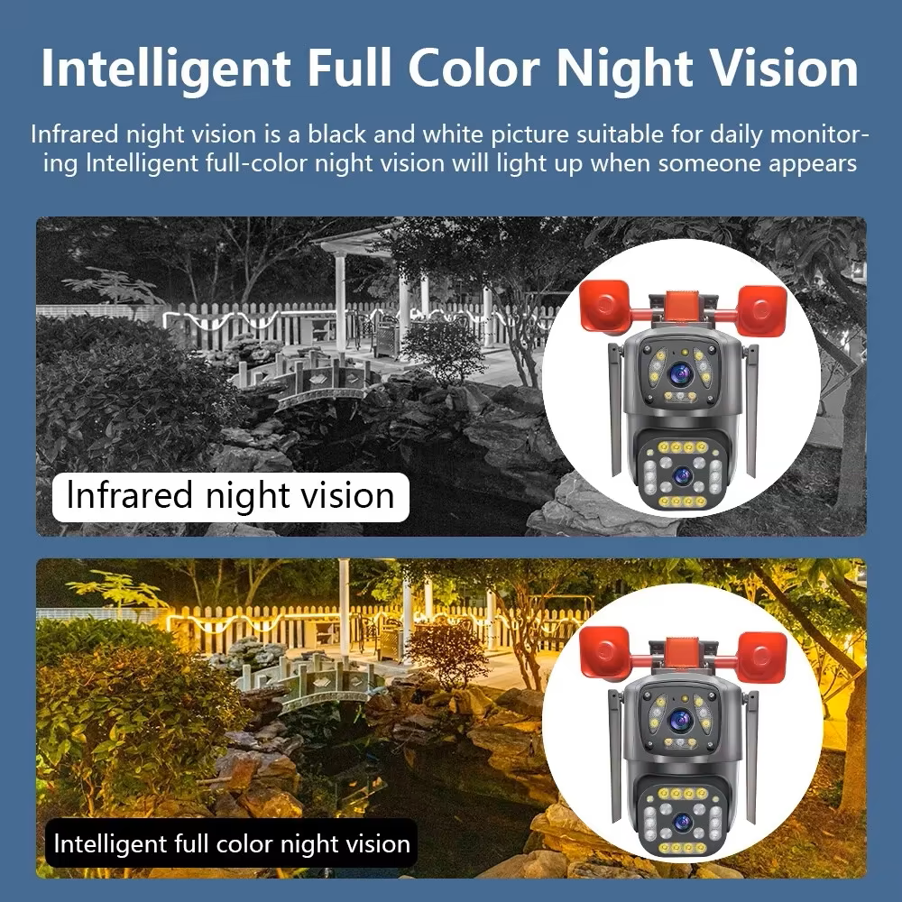 4MP Yoosee Dual Lens Dual Screen WIFI IP Camera Outdoor Color Night Vision Waterproof Security Protection IP Camera