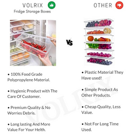 6pcs Fridge Storage Boxes, Fridge Organiser with Removable Drain Plate Tray, Fridge Storage Containers for Keeps Fruits, Vegetables, Meat, Fish Fresh Longer 1500 ML Organizers Box Set