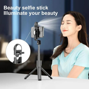 Bluetooth Integrated Selfie Stick with Light and Bluetooth Remote Control