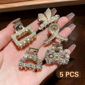 5pcs Alloy Rhinestone Imitation Pearl Exquisite Hair Clip