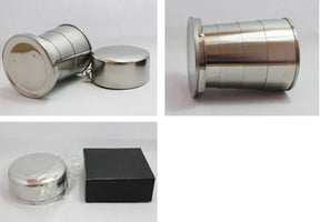Stainless Steel Portable Camping Folding Collapsible Cup Metal elescopic Keychain 75ml