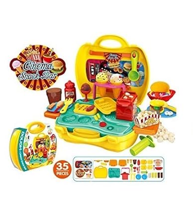 MKE Elektra Plastic Bring Along Cinema Snack Food Play Suitcase Set Toy (Yellow) 35 Pieces
