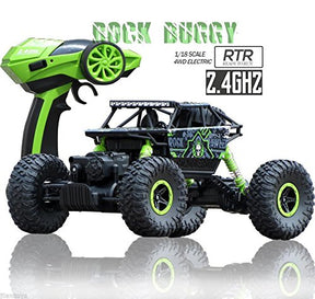 Rock Crawler 1:18 Scale 4WD 2.4 Ghz 4x4 Rally Car RC Monster Truck Kids Play Toys, Green