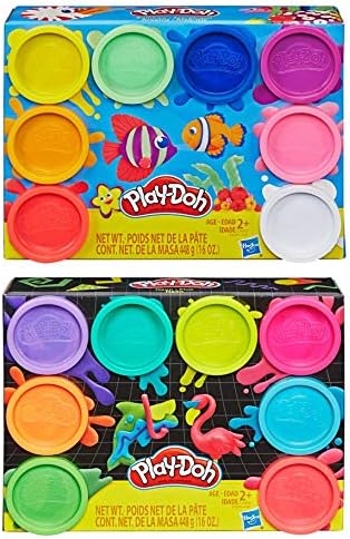 PD Play Doh 8 Pack Bundle: 8 Pack of Rainbow Compound + 8 Pack of Neon Compound