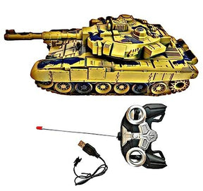 Remote Control 360 Rotating Turret Army Battle Tank with Light & Sound for Kids in Military Tank -Multicolor