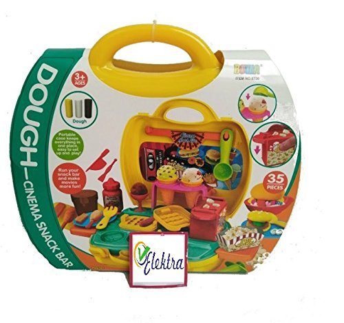 MKE Elektra Plastic Bring Along Cinema Snack Food Play Suitcase Set Toy (Yellow) 35 Pieces