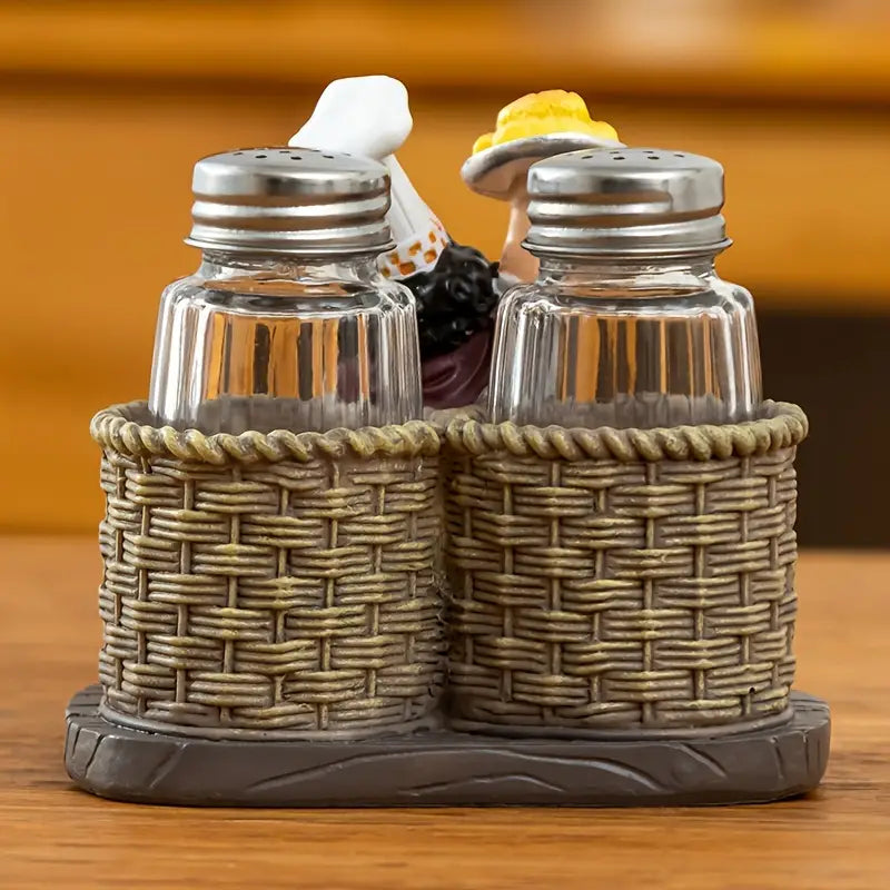 1pc Chef Glass Bottle Salt And Pepper Shaker