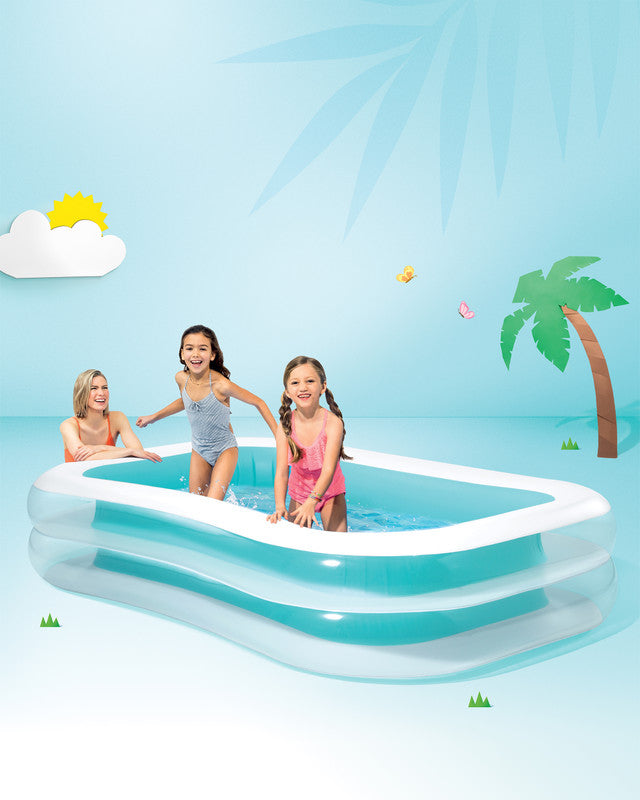 Swim Center® Inflatable Family Pool - Transparent/Blue (16.9 x 12.6 x 4) feet