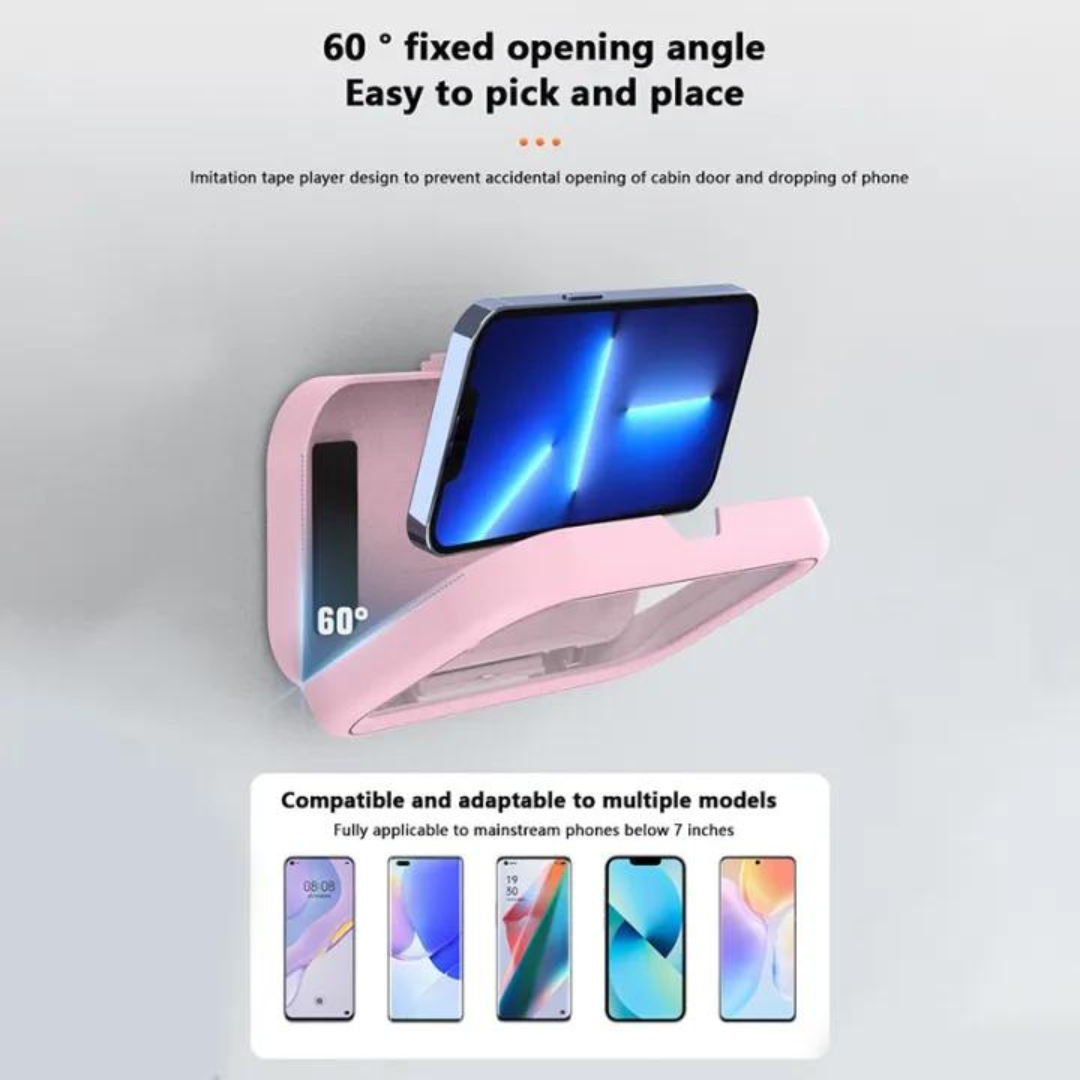 Waterproof Shower Phone Holder Angle Adjustable Wall Mounted Phone Holder For Bathroom Kitchen Up To 6.8in Qoddess