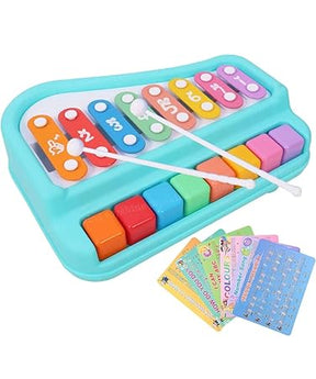 Kidzap 2 in 1 Baby Piano Xylophone Toy for Toddlers 1-3 Years Old, 8 Multicolored Key Keyboard Xylophone Piano, Preschool Educational Musical Learning Instruments Toy for Baby Kids Girls Boys