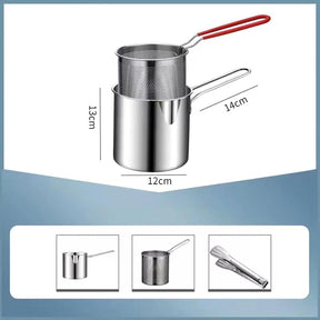 Deep Frying Pan Kitchen Accessories Mini Fryer Practical Oil Fryer Cooking Pot with Strainer Basket,