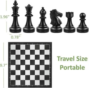 Magnetic Chess Set - Folding Board with Storage Box & 2 Extra Queen.