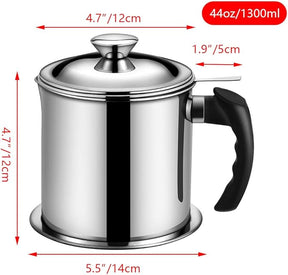 Oil Jug - Stainless Steel Oil Filter Pot - Fat Separator and Storage Container - Innovative Kitchen Tool