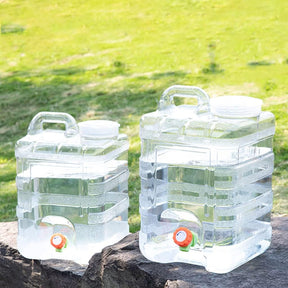 Transparent Camping Water Bucket, 3.9/5.2 Gallon Portable Outdoor Water Container with Spigot, Plastic Water Storage Carrier