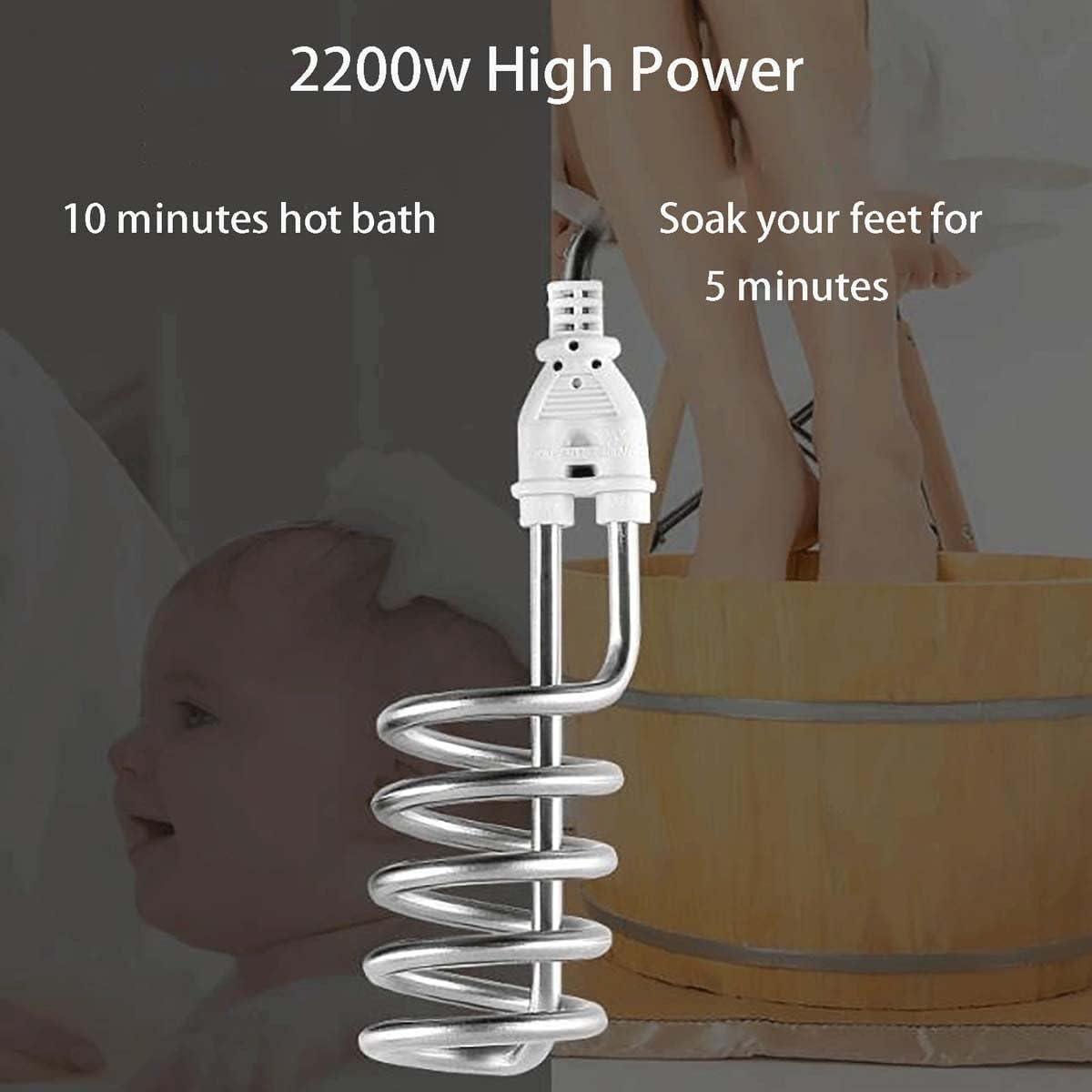 2200W Immersion Heater, 220V Travel Immersion Heater Portable Electric Water Heater Rod for picnic Traveling Camping