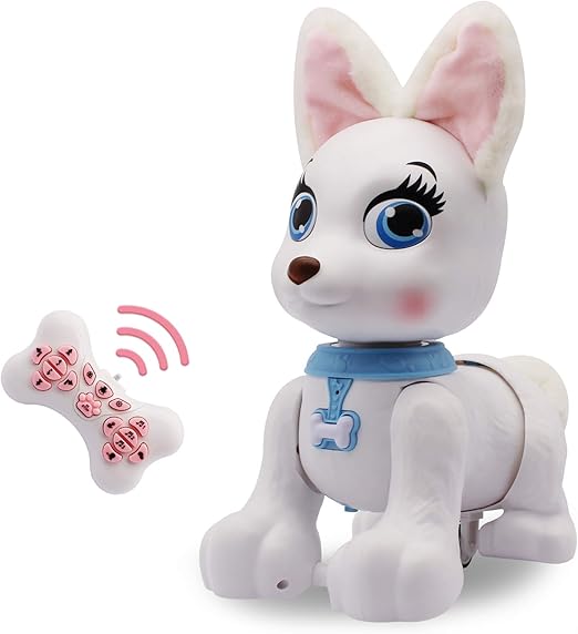 Fisca Remote Control Dog, RC Robotic Corgi Puppy Voice Control Interactive Intelligent Walking Dancing Programmable Robot Toys Electronic Pets with Sound for Kids Age 6, 7, 8, 9, 10 Year Old