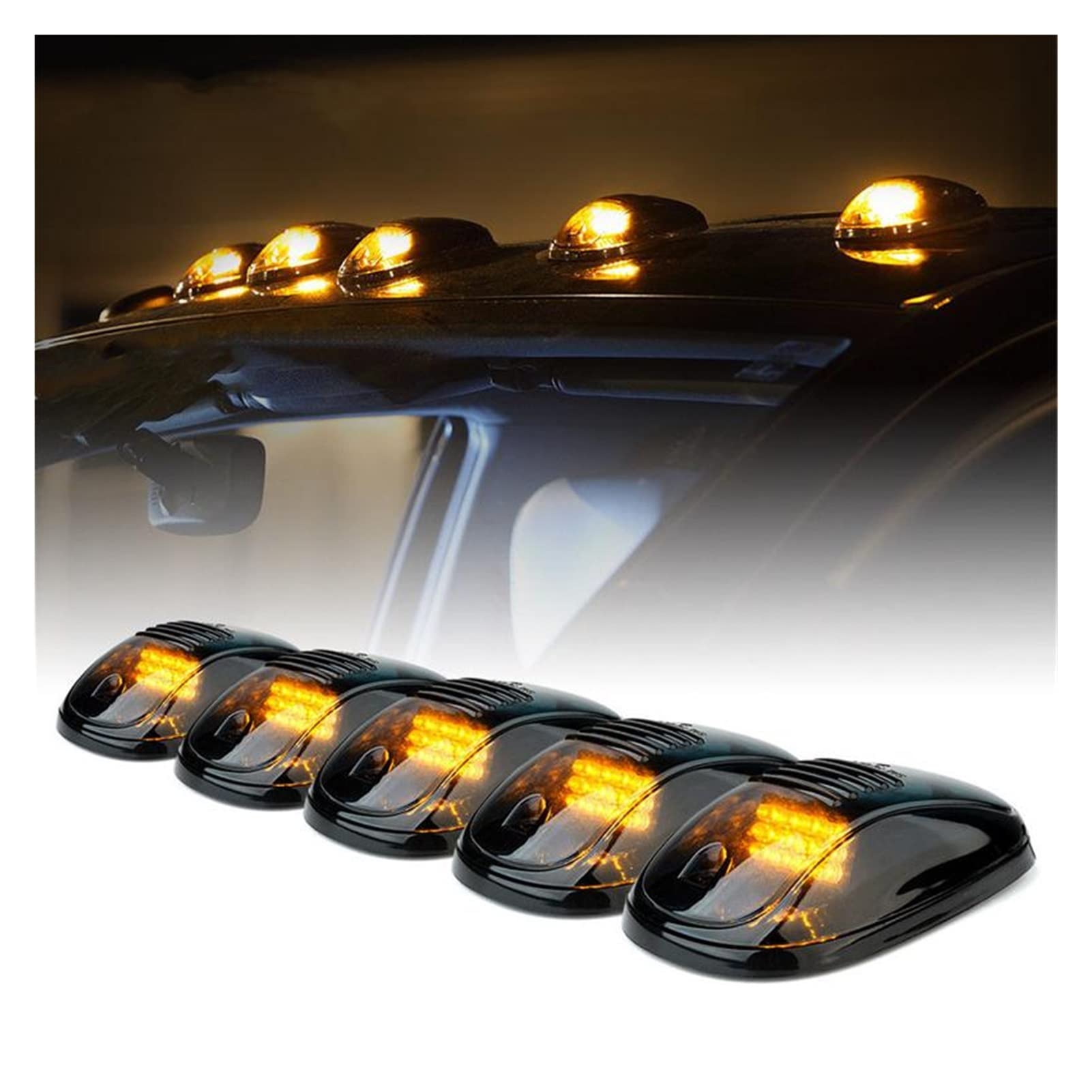 Universal Yellow LED Roof Top Marker Lamps 5 Pcs