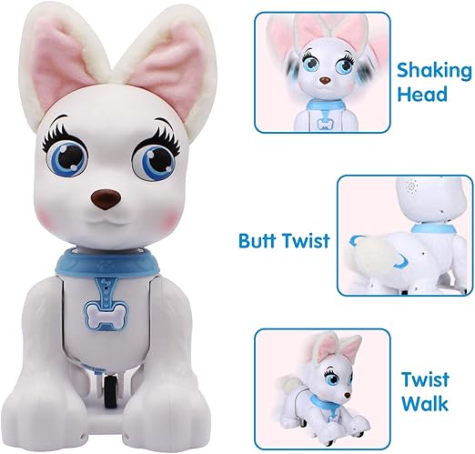 Fisca Remote Control Dog, RC Robotic Corgi Puppy Voice Control Interactive Intelligent Walking Dancing Programmable Robot Toys Electronic Pets with Sound for Kids Age 6, 7, 8, 9, 10 Year Old