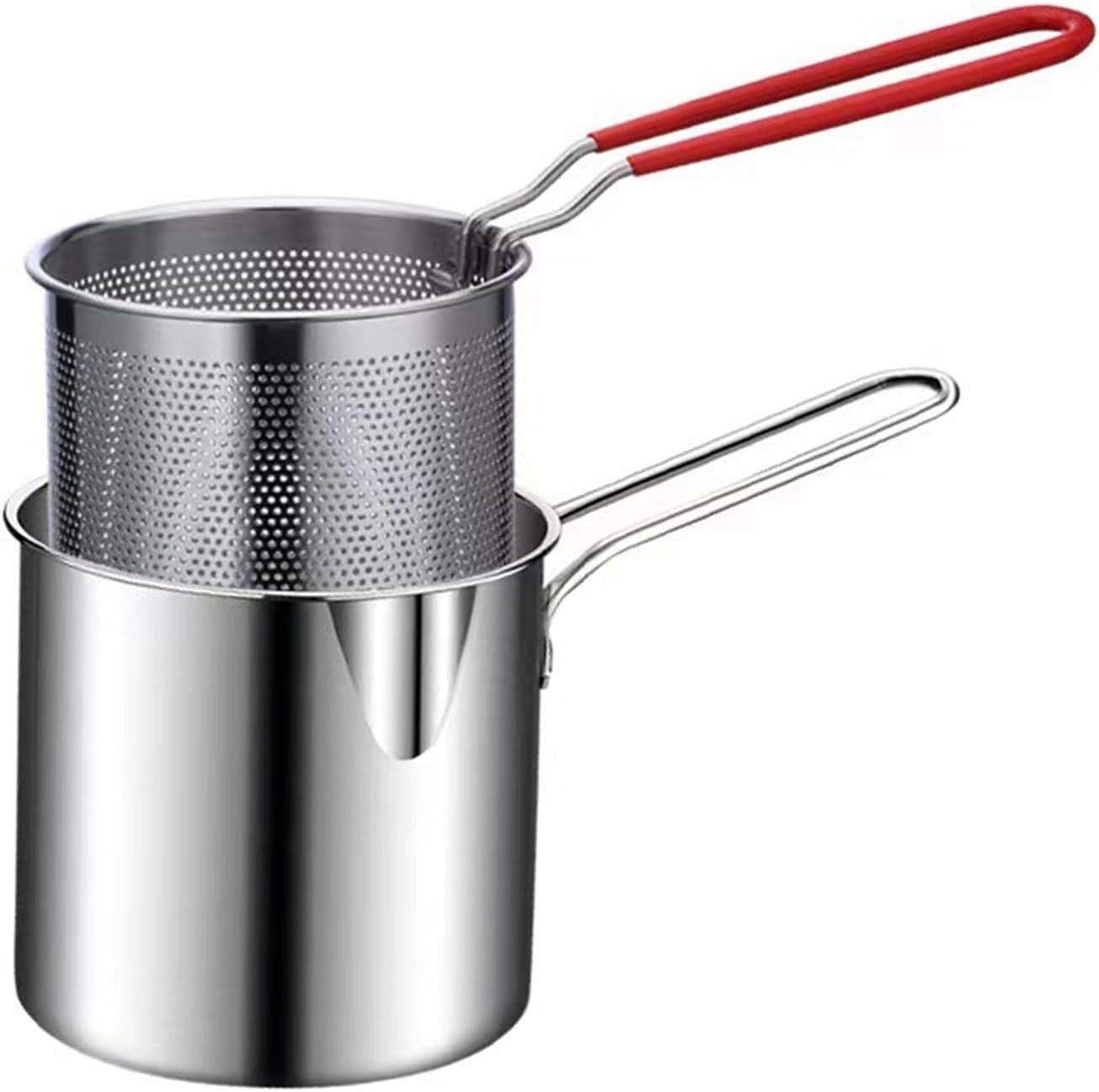 Deep Frying Pan Kitchen Accessories Mini Fryer Practical Oil Fryer Cooking Pot with Strainer Basket,