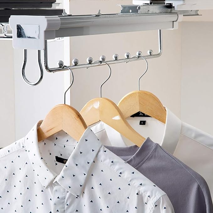 Removable Hanger with Damping Sliding Track,Sliding Coat Rack for Closet/Closet/Wardrobe,Metal Frame,Load 40kg (Size:456mm/18inch)