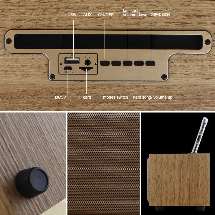 Kisonli G11A Wooden Sound Bar Bluetooth Speaker Pure and Clear Stereo Sound with Deep Bass, Memory Card Input, USB Flash Input, AUX Input, Support FM Radio