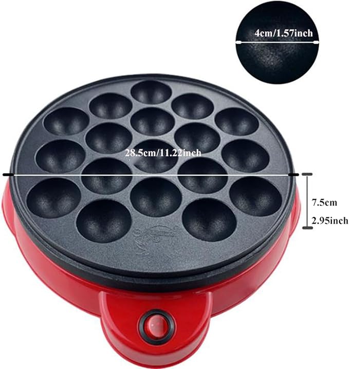 18 Holes Electric Takoyaki Machine, Octopus Ball Takoyaki Pans, Cookies, Cake Pop, Puff, Bubble Egg Waffle, Non-stick Electric Takoyaki Grill, One Button On/Off (Yellow)