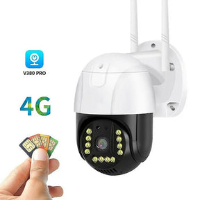 Q12 V380 Pro 4G Camera Waterproof Outdoor Security Speed Dome Camera 3MP Home Surveillance Wireless Wifi Camera