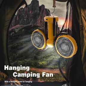 Civikyle Double Head Camping Fan with Light Rechargeable Oscillating Tent Fan Camping