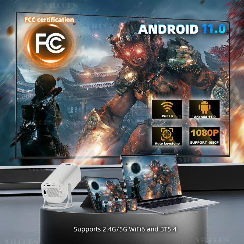 Android 11 Gaming Projector Home Theater Senima Wireless Gaming Controller Dual WiFi 1280*720p for Miracast/youtube/disney+