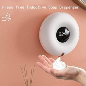 Barley Automatic Induction Soap Dispenser, Touchless Liquid Hand Soap Dispenser (Round), Donut Design, Charging Mode (White)