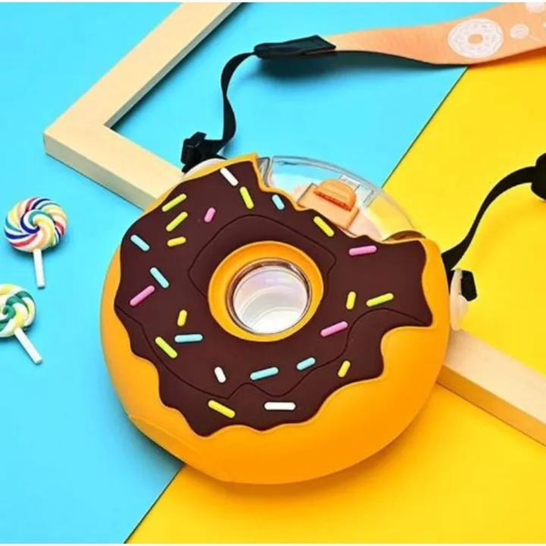 Creative Donut Water Bottle With Straw Cartoon Cute Doughnut Kettle